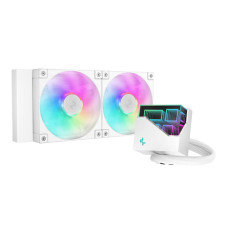 DeepCool LT240 ARGB Liquid CPU Cooler, 240mm Radiator, 2x FD12 ARGB Fan, 2400 RPM Fan Speed, 72.04 CFM Airflow, Hydro Bearing Type, Anti-Leak Technology, White | R-LT240-WHAMNC-G-1